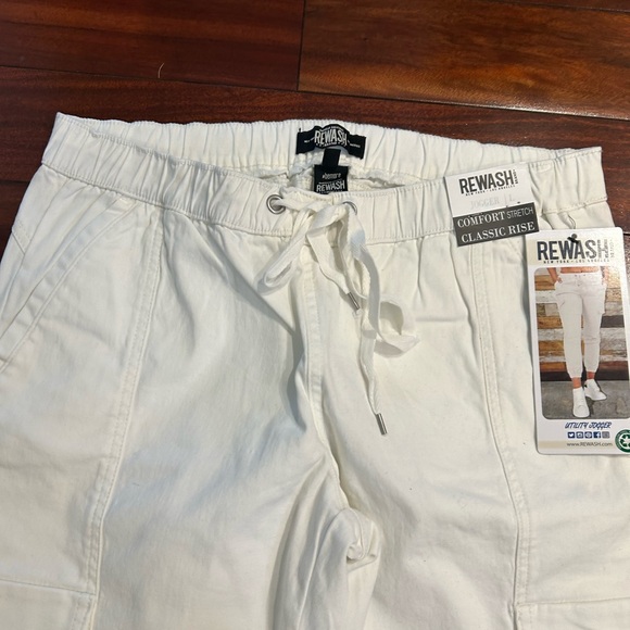 NWT-Rewash White Utility Cargo Jogger Pants-Comfort Stretch Athleisure - Picture 4 of 10